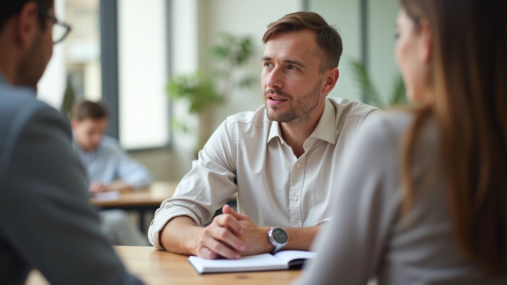 Marco Benedetti al lavoro in una sessione di formazione sulla consapevolezza e lo sviluppo personale, ambiente luminoso con partecipanti