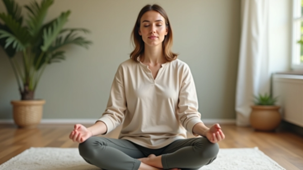 Persona che medita in un ambiente tranquillo, immersa in consapevolezza profonda