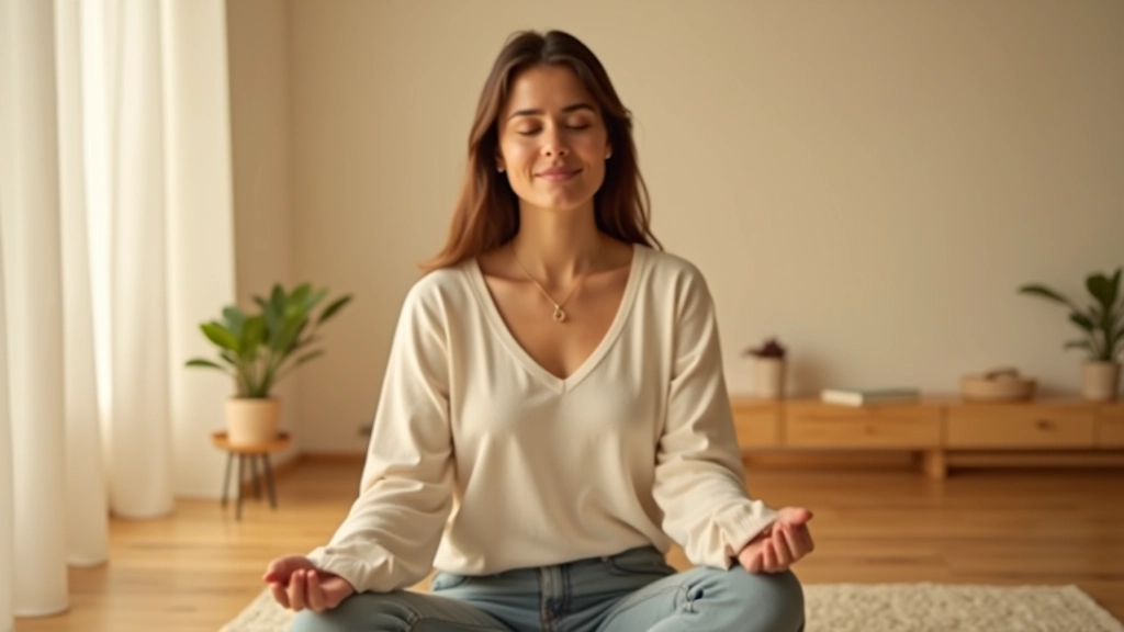 Persona che pratica la consapevolezza in un ambiente tranquillo e sereno